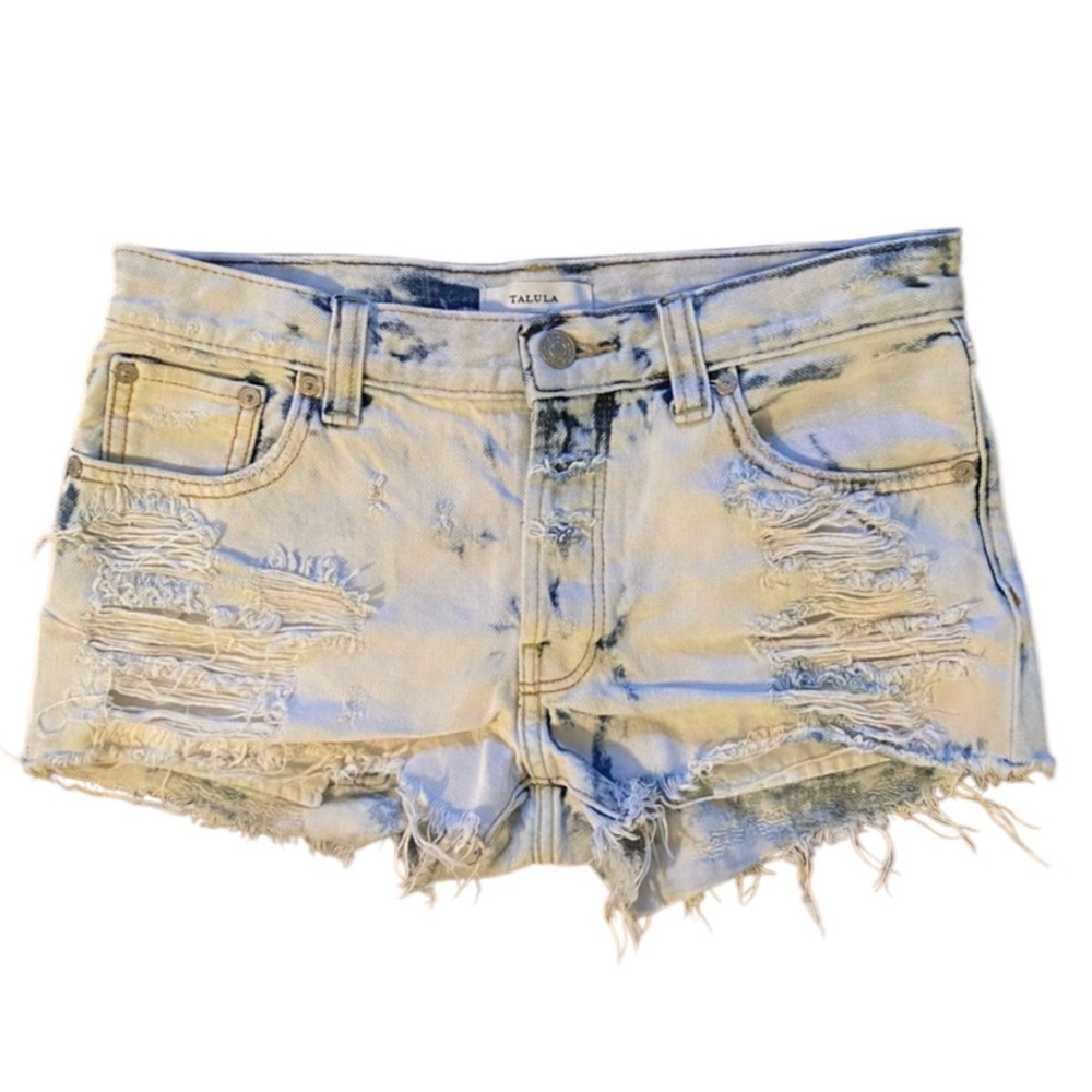 Aritzia Talula Denim Shorts‎ acid wash cut off distressed Size 25 100% cotton